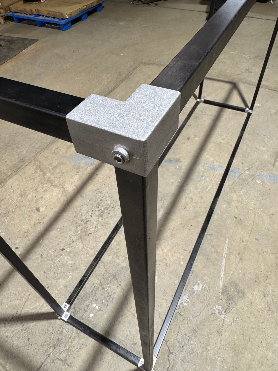 3 way corner shown for Build-A-Frame  1" Square Tube Metal Frame Connectors.