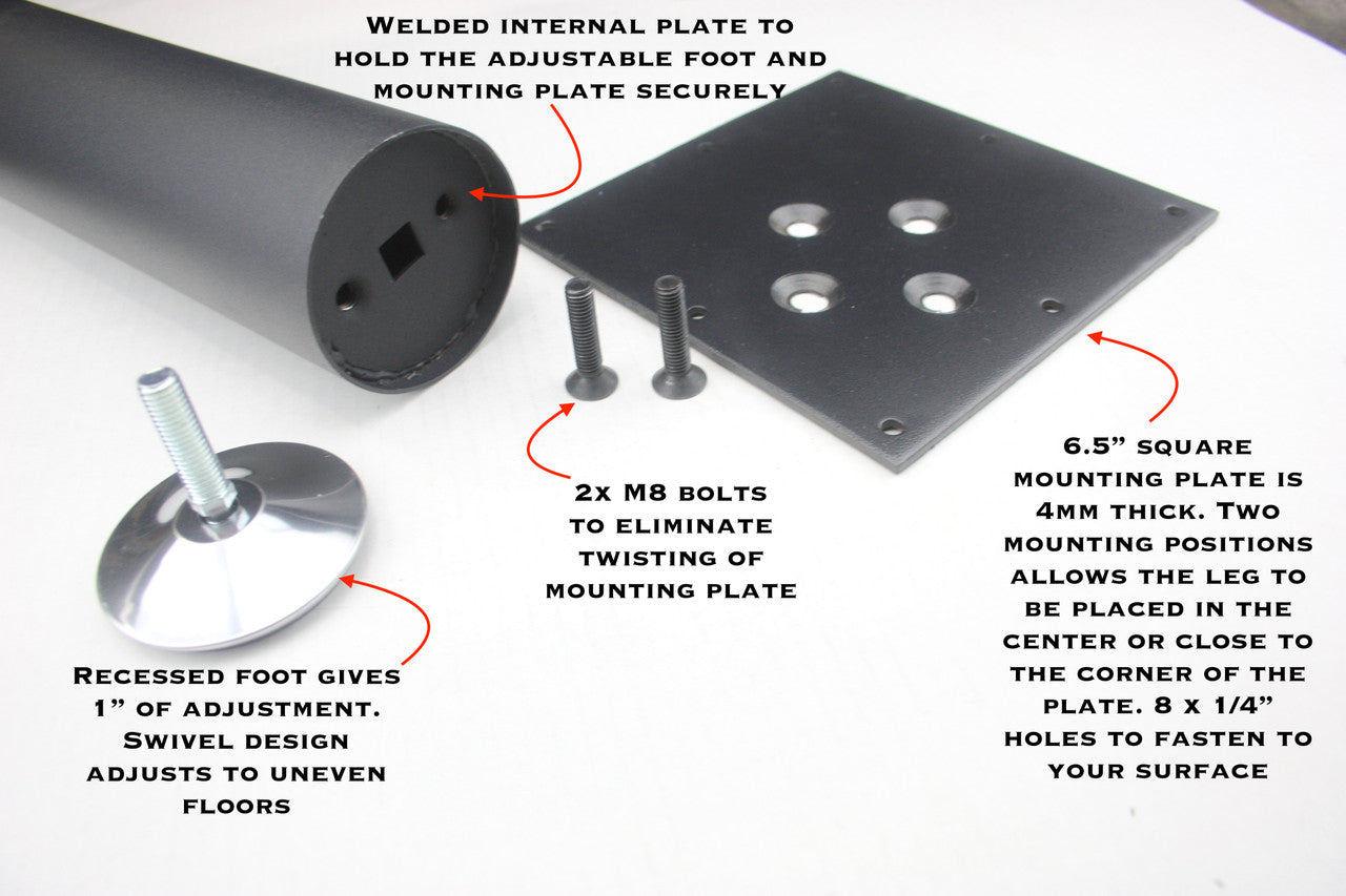 The KATR76PC legs come with a 4mm mounting plate and the necessary hardware for ease of assembly.