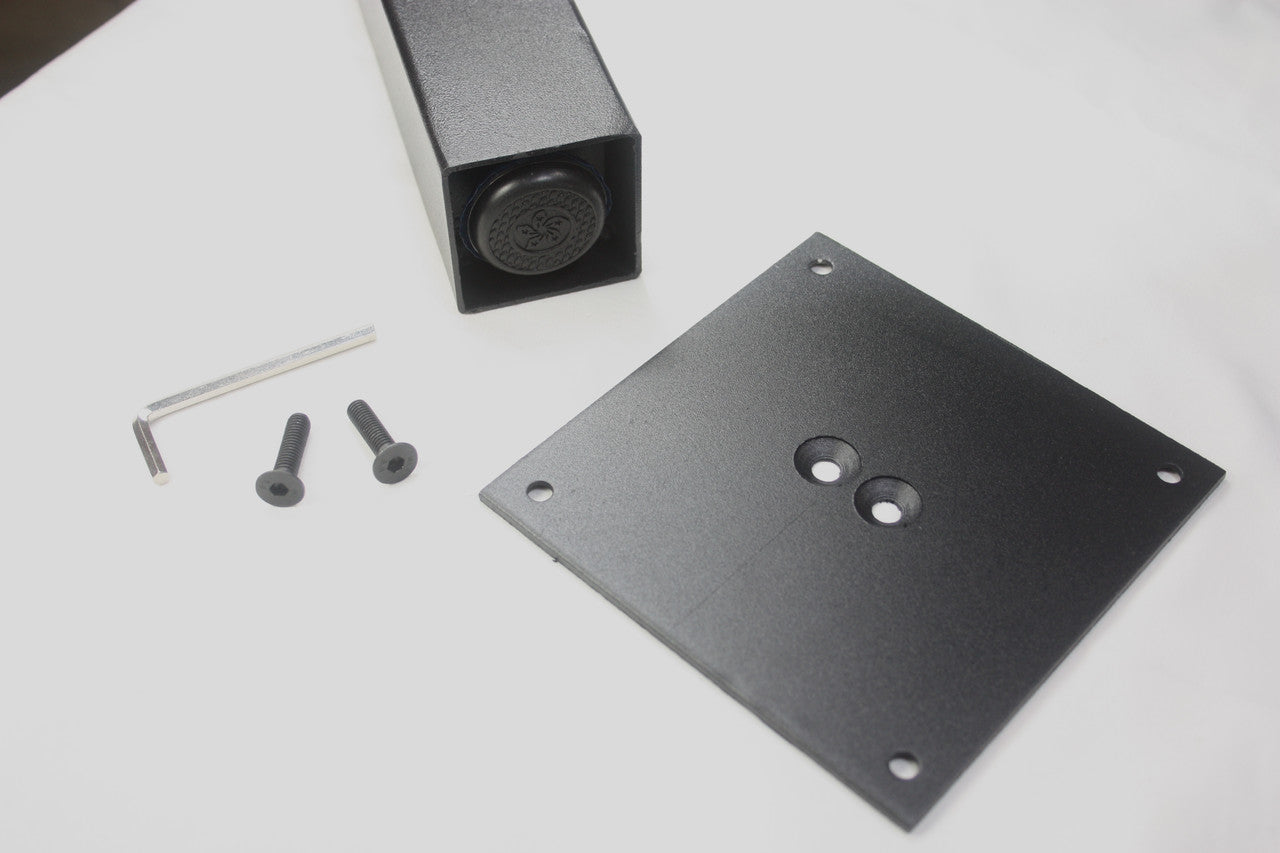 All of our legs come with concealed nylon glides for a clean aesthetic look. The KATS50PC leg also comes with a 4mm mounting plate and hardware for easy assembly.