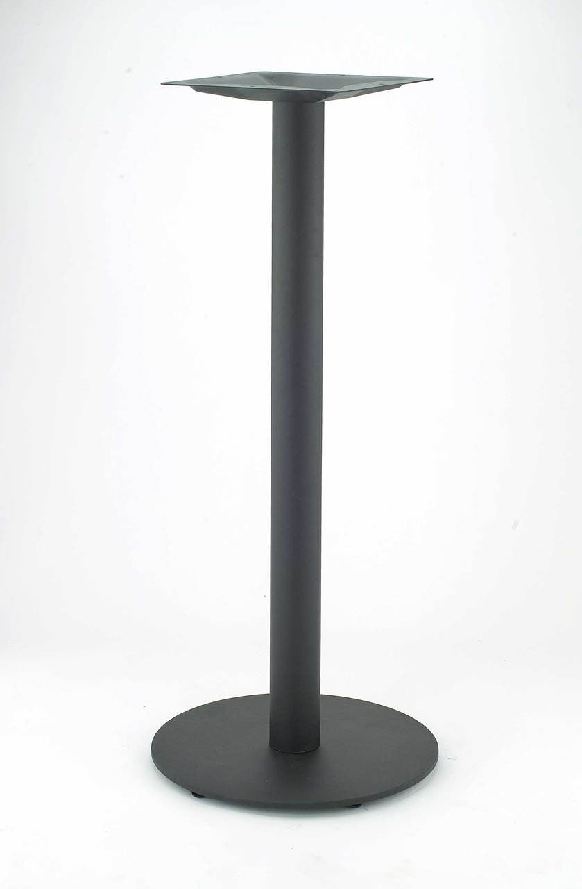 We manufacture our RFL and RSQ series stainless steel table bases using a floor base plate that is a robust 10mm (0.4") thickness.   Using thicker material, makes it suitable for heavier solid tabletops. Thicker and heavier floor plates also help prevent tables from tipping. Rostek columns have a sturdy wall thickness of 1.5mm versus the industry standard of 0.8mm, which also helps prevent flexing.
The RFL430PC is shown here in Optional 40.75" Bar Height and is also available in counter and dining height.