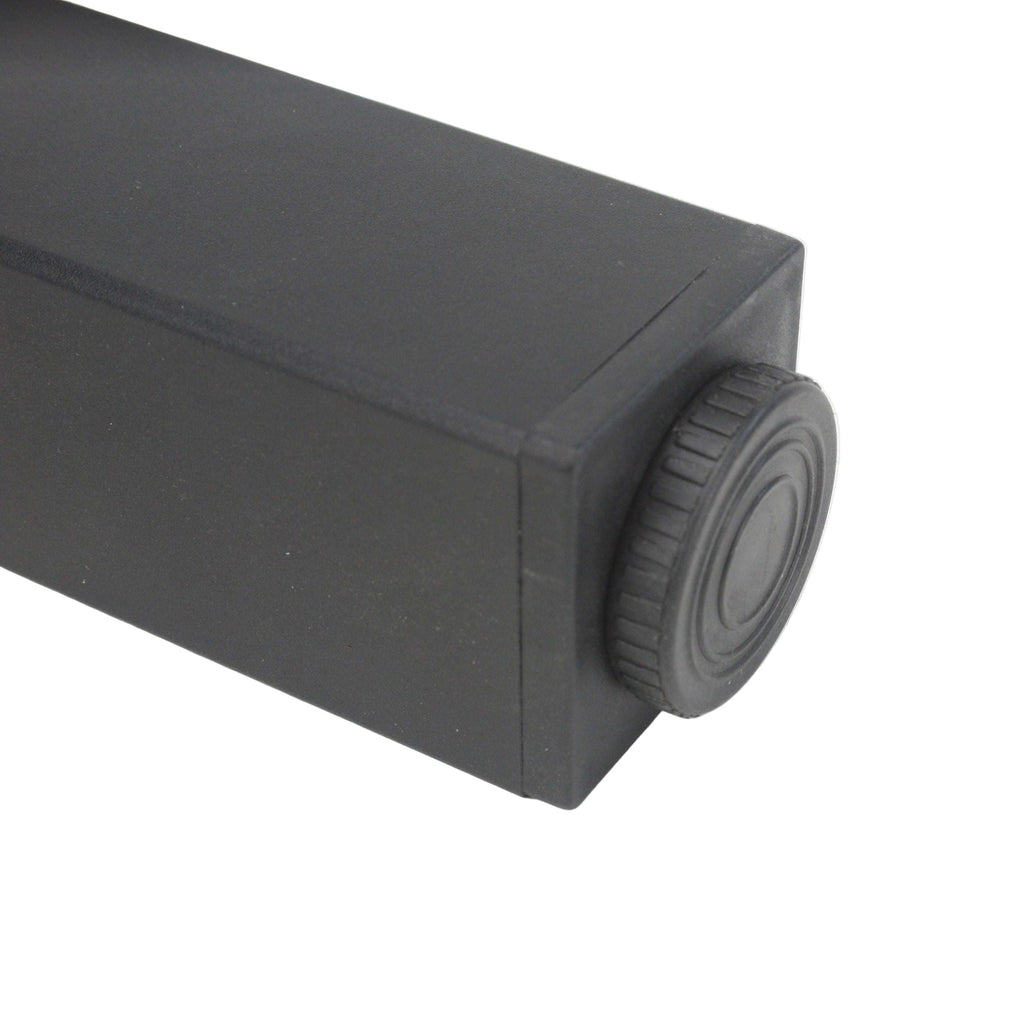 2" Square black powder-coated leg KATS50PC. Showing Adjustable  Foot detail