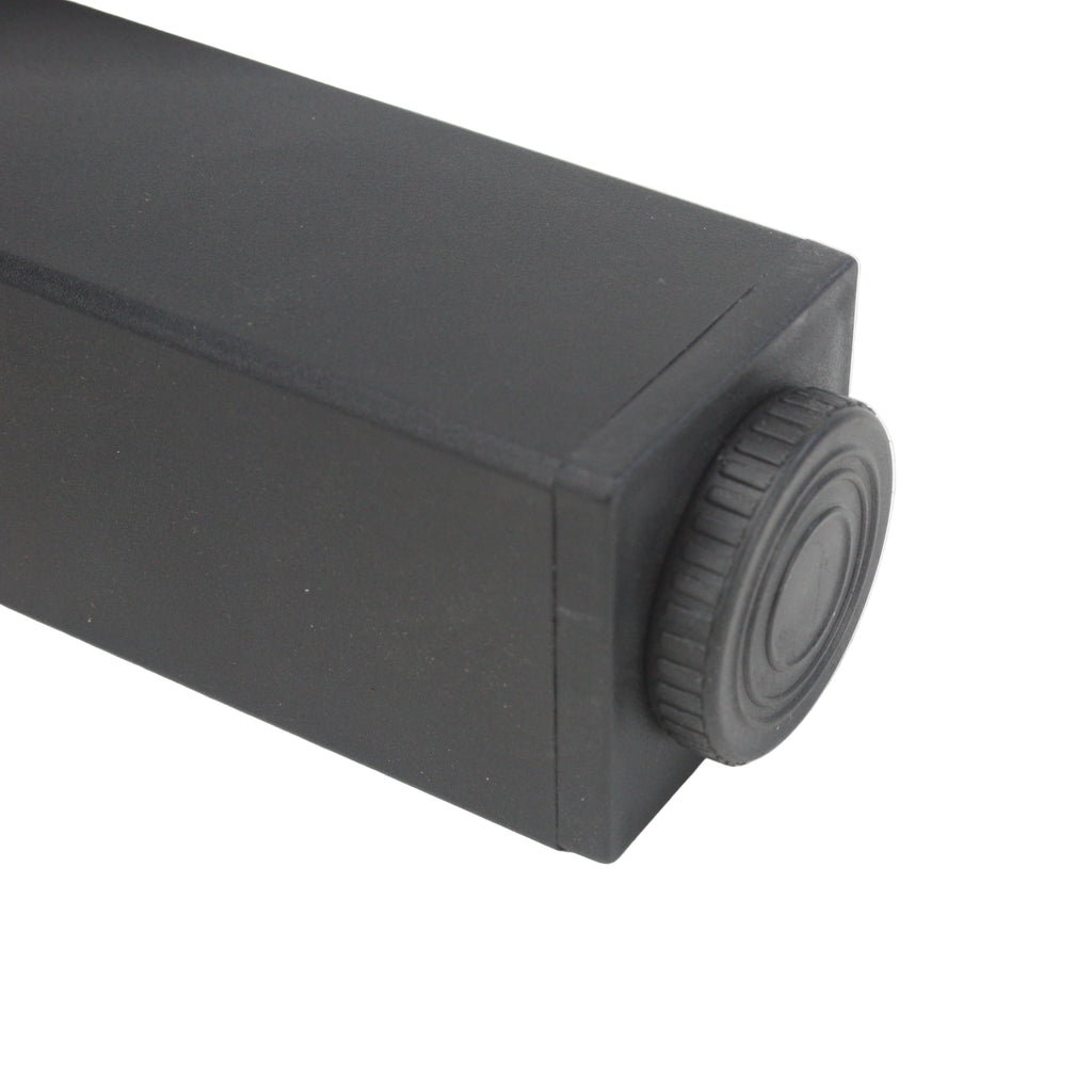 2" Square black powder-coated leg KATS50PC. Showing Adjustable  Foot detail