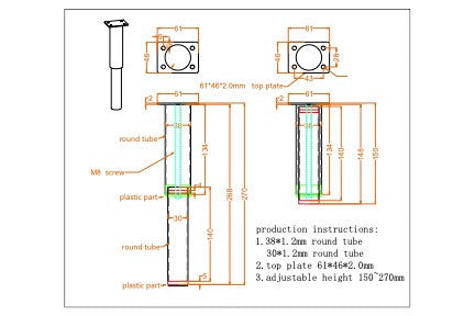 This diagram shows the components and the mechanism of adjusting the length of the furniture leg.