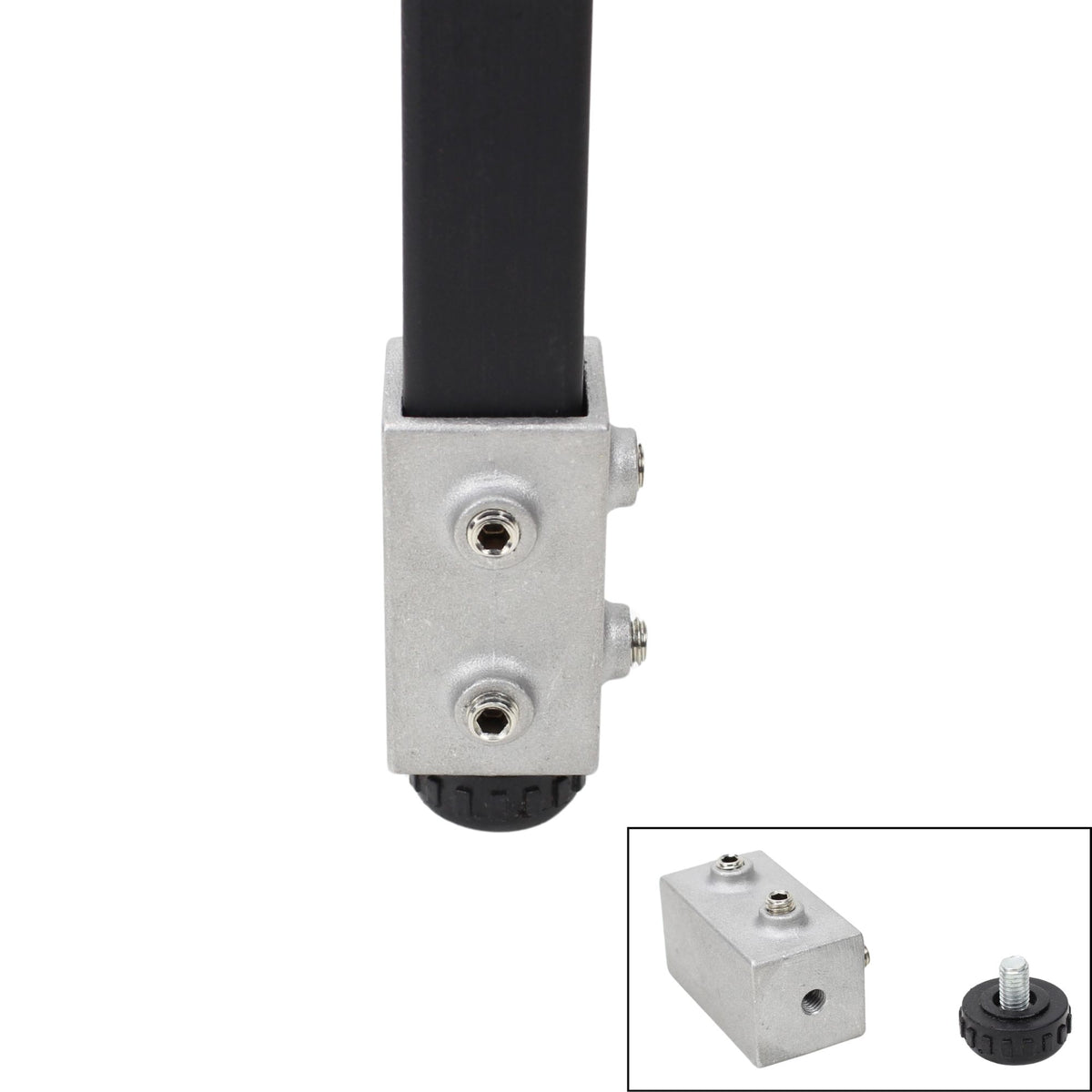 END CAP w/ LEVELER FOOT-  1" SQUARE TUBE CONNECTOR