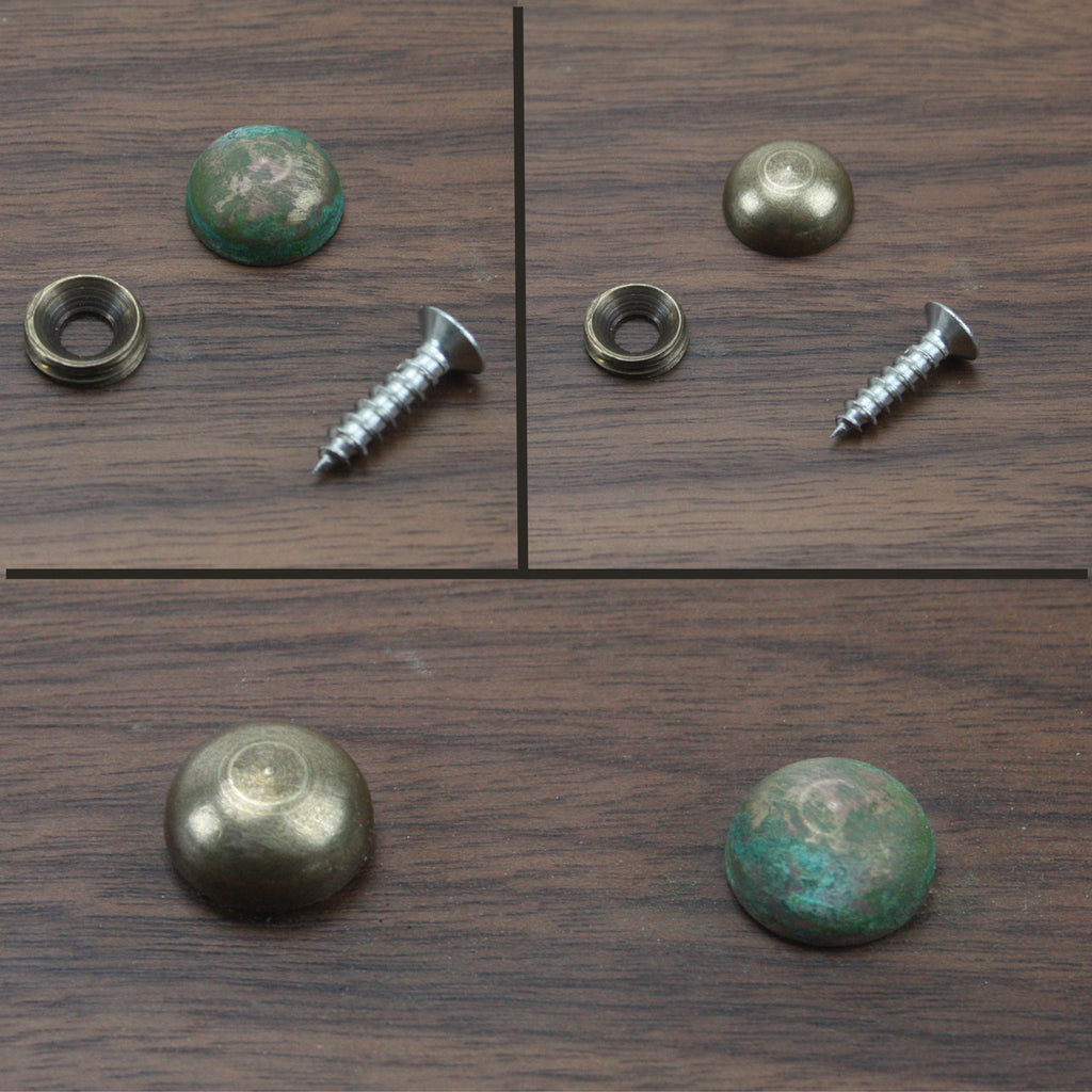 Decorative Screw Covers (Antique Brass and cCopper Finish shown)- Set of 10. Hide Unsightly Screws or add a Unique Feature to Your Next Project.