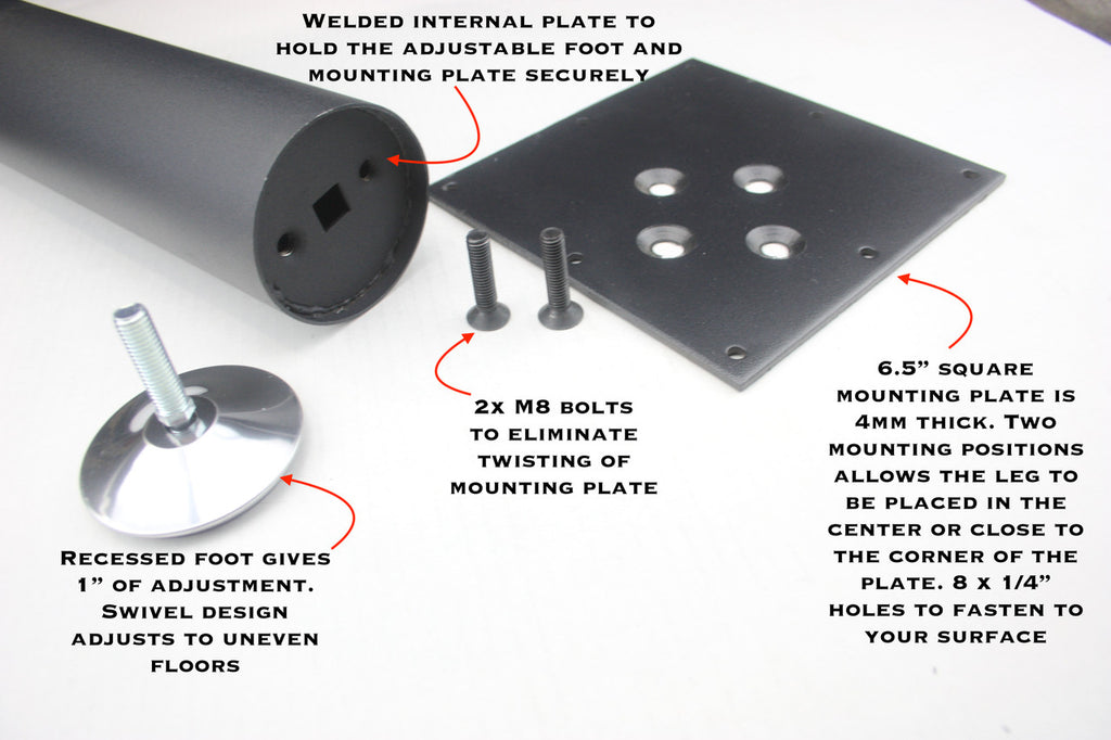 The KATR76PC legs come with a 4mm mounting plate and the necessary hardware for ease of assembly.