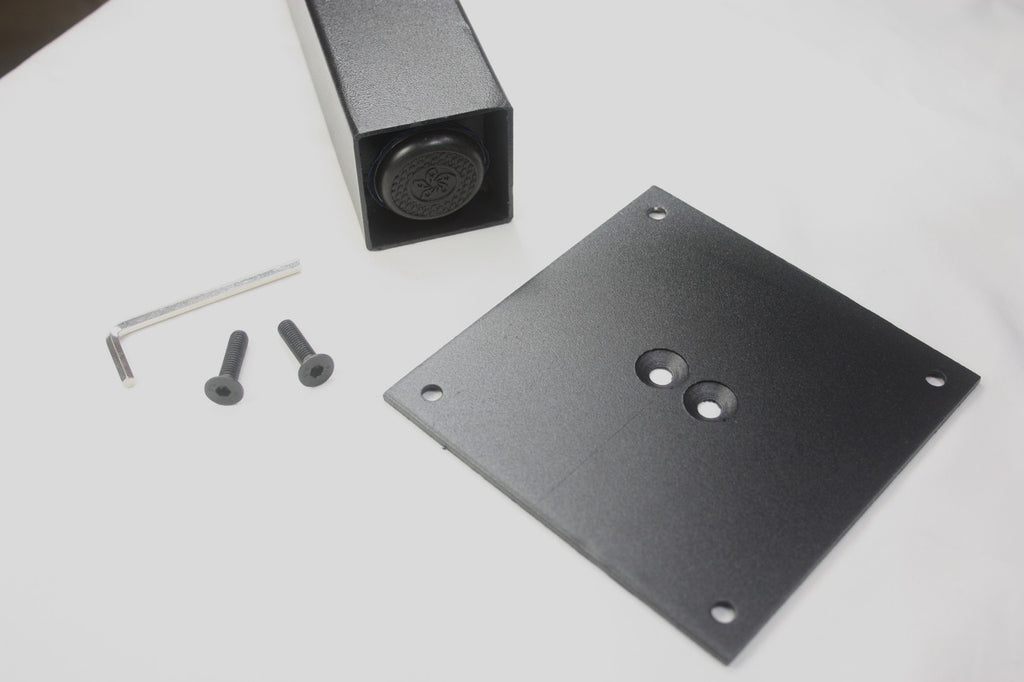All of our legs come with concealed nylon glides for a clean aesthetic look. The KATS50PC leg also comes with a 4mm mounting plate and hardware for easy assembly.
