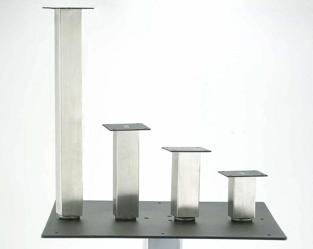 The KATS50 stainless steel cabinet legs are manufactured with 304 grade stainless, that is commonly used in the food industry. They are a slender 2" x2" design with a sturdy wall thickness of 1.5mm versus the industry standard of 1mm. 