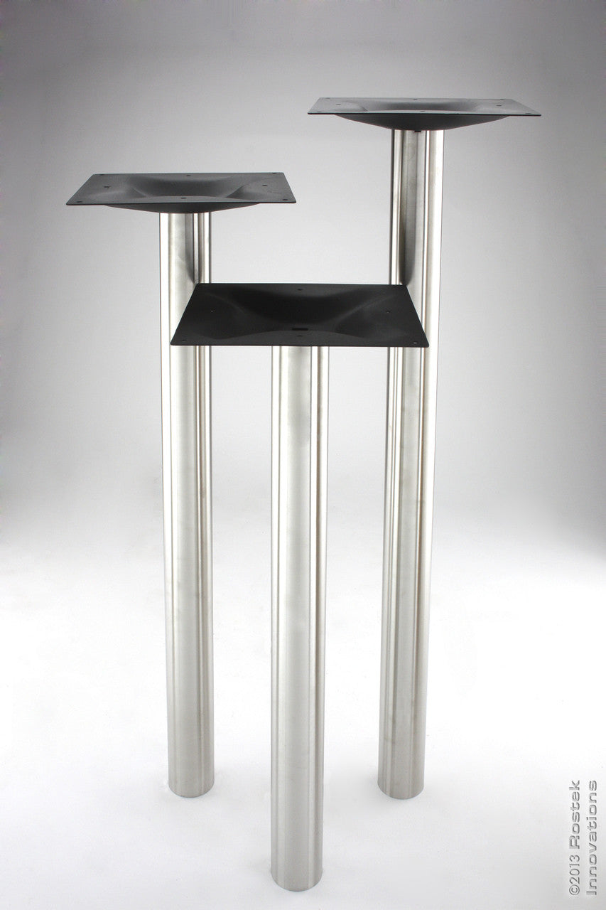 The STED76 series stainless grout-in bases are made for core-drilled applications and are commonly used in fast food restaurants. The benefits are strength as well as a reduced footprint on the floor area. They come in our standard 3 sizes, along with an additional 4" that are sunk into a concrete floor.
Each column has 2 x 1" holes drilled in the bottom of the 3" column to allow the grout to anchor the column securely.