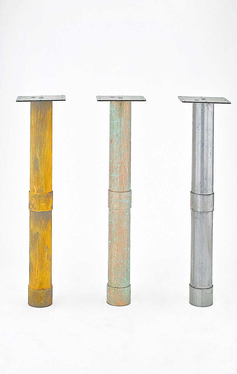 These legs can easily be hand sanded and painted to achieve an incredible vintage look. Check the photo of the 3 KATIND legs with a hand painted finish in copper, rust or raw. These great finishes were achieved with Modern Masters paint.