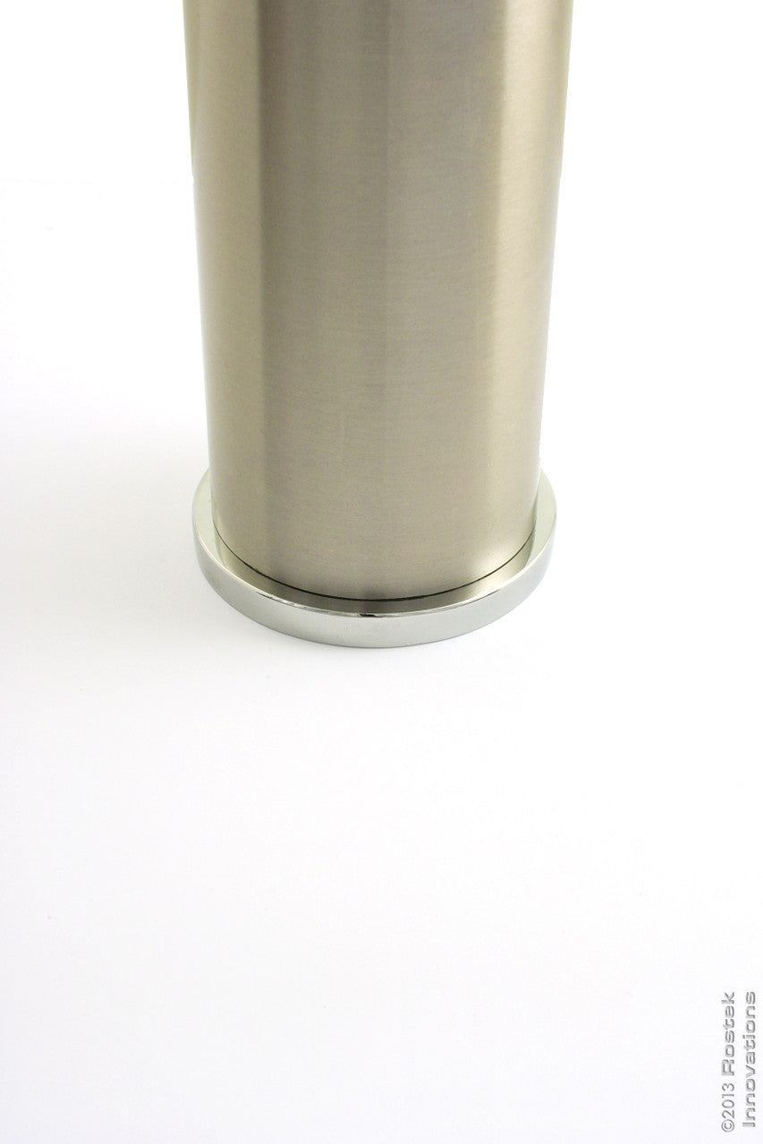 KAT-SF85-RND Bolt-Down Floor Plate - 85mm diameter black steel foot for permanent mounting, designed for KATR60, KATR76, and KATS series legs. Includes optional stainless cover as shown in the photo.