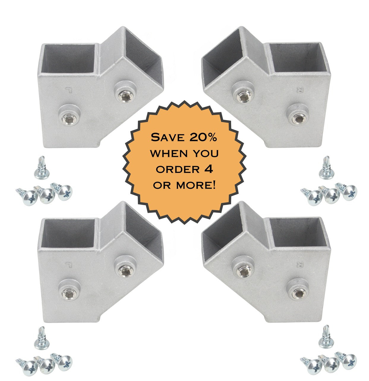 Build-A-Frame  Tube Connectors, Set of 4,  45 degree angle braces